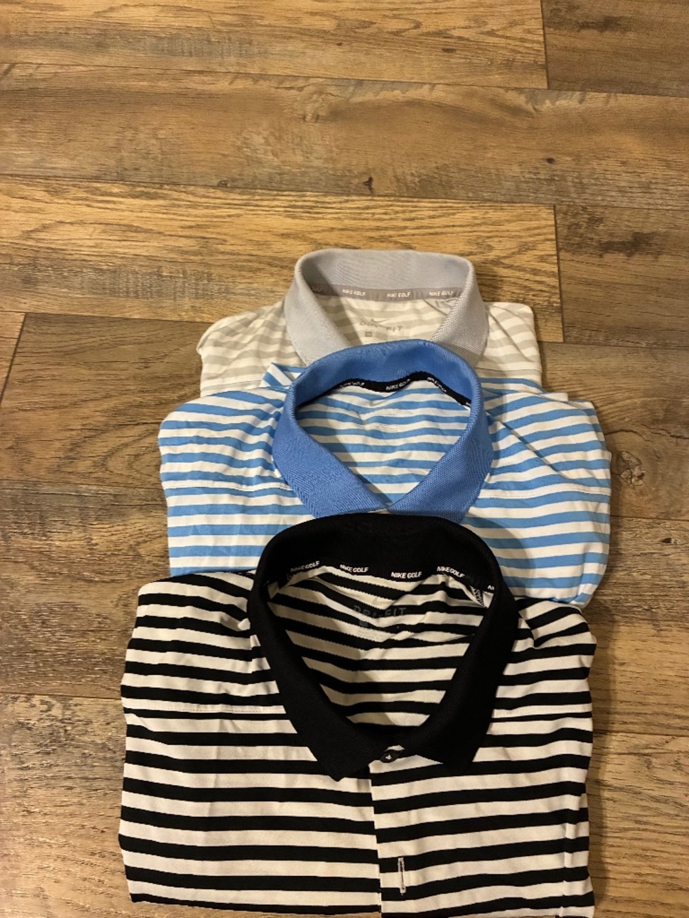 Nike Golf Striped Polos - 3 (Black L, Blue M, Grey M)